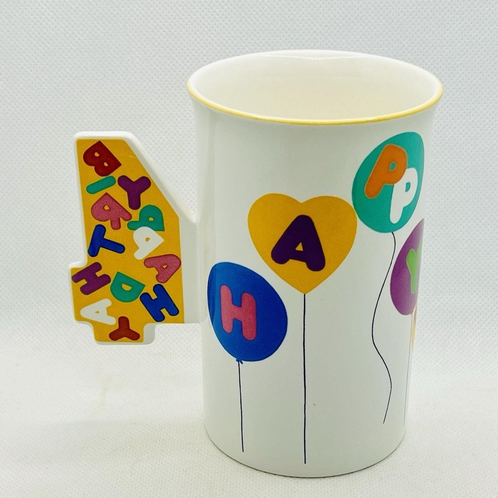 Mikasa Count To Four Birthday Mug 12 oz. Balloons Fourth‎ Bday Child Youth Cup